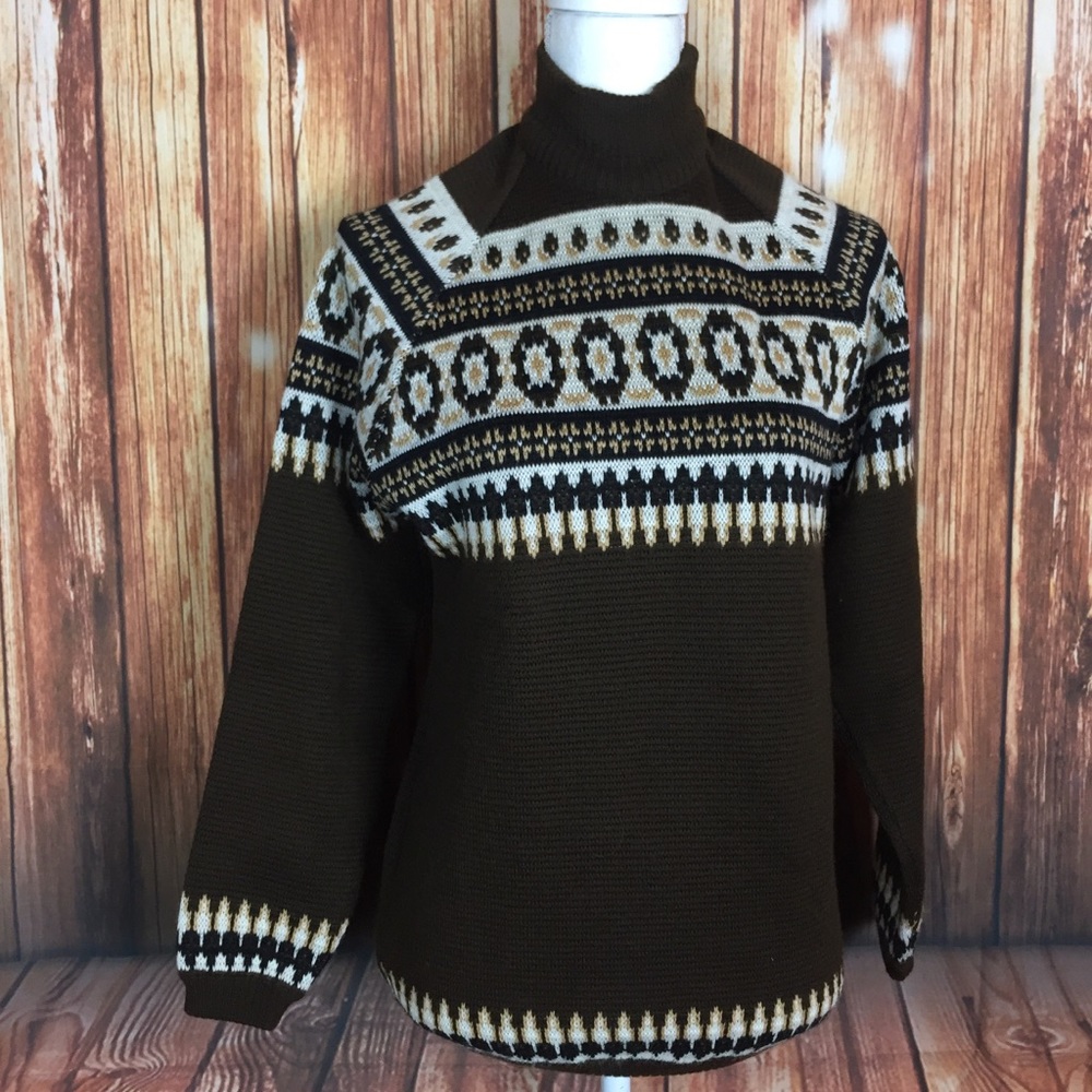 Vintage Charles Wolf Worsted Wool Brown Sweater S